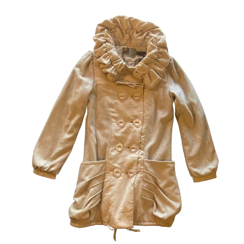 RYU Ruffle Button Faux Suede Coat New Condition